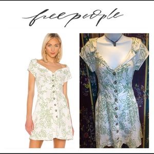 Free People Cotton Tie Back Floral Mini Dress 6 NWT